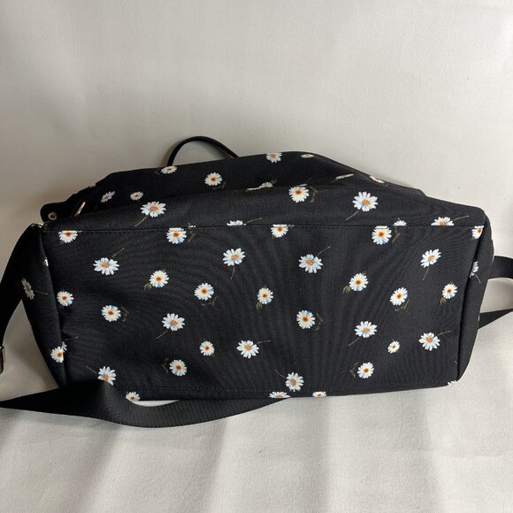 Alice + Olivia By Stacey Bendet Black Tote Bag Daisy Flowers 3 Straps Top Zip - Picture 7 of 10